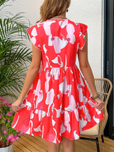 Load image into Gallery viewer, Printed Notched Cap Sleeve Dress
