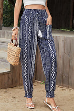 Load image into Gallery viewer, Geometric Print Tassel High-Rise Pants
