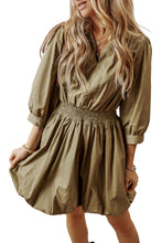 Load image into Gallery viewer, Guacamole Green Collared V Neck Smocked High Waist Mini Dress
