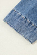 Load image into Gallery viewer, Dusk Blue Flap Pockets Slim Buttoned Denim Shirt
