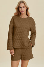 Load image into Gallery viewer, Double Take Full Size Texture Round Neck Long Sleeve Top and Shorts Set
