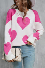 Load image into Gallery viewer, Angel Wings Contrast Heart Dropped Shoulder Long Sleeve Sweater
