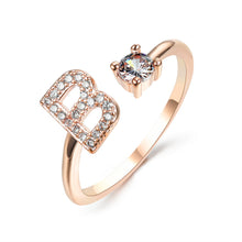 Load image into Gallery viewer, Womens New Design Adjustable 26 Initial Letter Ring Fashion Simple Elegant Jewelry
