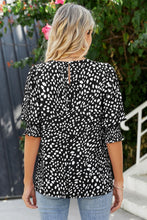 Load image into Gallery viewer, Polka Dot Round Neck Lantern Sleeve Blouse
