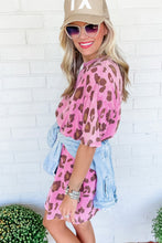 Load image into Gallery viewer, Pink Leopard Mineral Wash Side Pocket Shift Mini Dress
