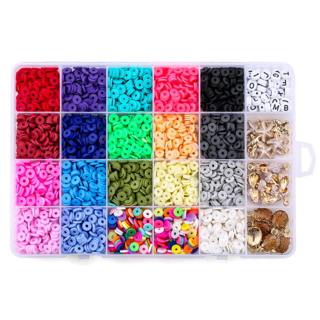 26/24 /15/10 Multi-Colored Soft Pottery Beads -  Boxed Colorful Jewelry Accessories Ti Amo I love you