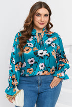 Load image into Gallery viewer, Womens Plus Size - Sky Blue Floral Print V Neck Blouse - Sizes 1X-3X
