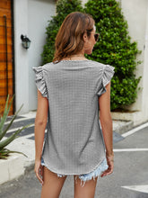 Load image into Gallery viewer, Plaid Ruffled Round Neck Cap Sleeve T-Shirt
