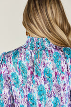 Load image into Gallery viewer, Double Take Full Size Printed Smocked Long Sleeve Blouse
