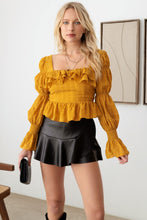 Load image into Gallery viewer, Tasha Apparel Boho Shirred Smocked Peplum Long Sleeve Top
