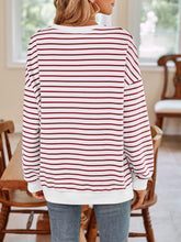 Load image into Gallery viewer, Lovelet Striped Round Neck Long Sleeve Sweatshirt
