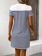 Load image into Gallery viewer, Striped Round Neck Short Sleeve Mini Dress
