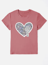 Load image into Gallery viewer, Graphic Heart Round Neck Short Sleeve T-Shirt
