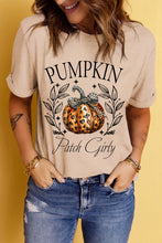 Load image into Gallery viewer, Khaki PUMPKIN Patch Girly Leopard Bowknot Pumpkin Graphic T Shirt
