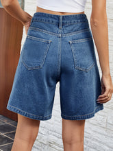 Load image into Gallery viewer, High Waist Denim Shorts with Pockets
