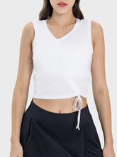 Load image into Gallery viewer, Drawstring Ruched Wide Strap Active Tank
