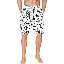 Load image into Gallery viewer, Ti Amo I love you - Exclusive Brand - White &amp; Black Squiggles -  Basketball Shorts With Pockets - Sizes S-2XL
