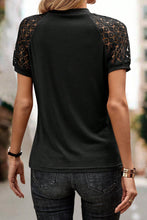 Load image into Gallery viewer, Pale Khaki Seamed Detail Contrast Lace Raglan Sleeve Tee
