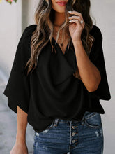 Load image into Gallery viewer, Full Size Cowl Neck Three-Quarter Sleeve Blouse
