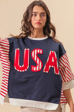 Load image into Gallery viewer, BiBi USA Letter Patchwork Contrast Short Sleeve T-Shirt
