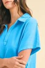 Load image into Gallery viewer, Annie Wear Mineral Washed Johnny Collar Short Sleeve Dress
