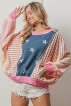 Load image into Gallery viewer, BiBi Stars and Stripes Round Neck Long Sleeve Top
