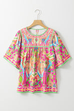 Load image into Gallery viewer, Printed Round Neck Half Sleeve Blouse
