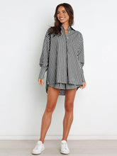 Load image into Gallery viewer, Striped Dropped Shoulder Shirt and Shorts Set
