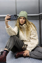 Load image into Gallery viewer, VERY J Fuzzy Fleece Half Zip Cable Pattern Sweatshirt
