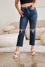 Load image into Gallery viewer, RFM Crop Dylan Plus Size Tummy Control Distressed High Waist Raw Hem Jeans
