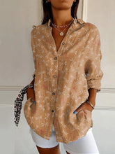 Load image into Gallery viewer, Womens Floral Print Long-sleeved Casual Button Top
