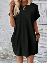 Load image into Gallery viewer, Pocketed Round Neck Short Sleeve Dress
