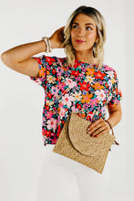 Load image into Gallery viewer, Womens - Colorful Floral Ruffle Peplum Short Sleeves Blouse
