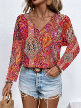 Load image into Gallery viewer, Printed V-Neck Long Sleeve Blouse
