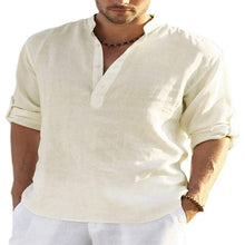 Load image into Gallery viewer, Men&#39;s Casual Cotton Linen Solid Color Long Sleeve Shirt
