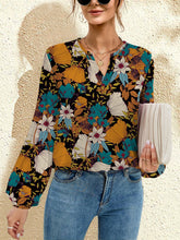 Load image into Gallery viewer, Printed Notched Long Sleeve Blouse
