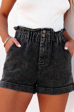 Load image into Gallery viewer, Dusty Pink Vintage Washed Frilled High Waist Denim Shorts
