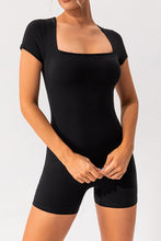 Load image into Gallery viewer, Square Neck Cap Sleeve Active Romper
