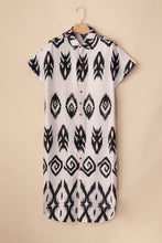 Load image into Gallery viewer, Black Western Print Side Split Long Shirt Dress
