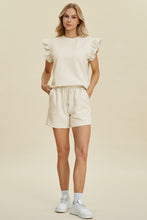 Load image into Gallery viewer, Double Take Full Size Texture Round Neck Ruffle Sleeve Top and Shorts Set
