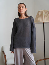 Load image into Gallery viewer, Round Neck Long Sleeve Knit Cover Up
