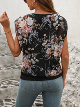 Load image into Gallery viewer, Printed Round Neck Cap Sleeve Blouse
