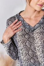 Load image into Gallery viewer, Hailey &amp; Co Full Size Snakeskin V-Neck Long Sleeve Top
