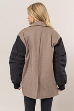 Load image into Gallery viewer, HYFVE Herringbone Mixed Media Contrast Long Sleeve Blazer

