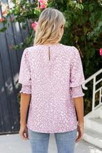 Load image into Gallery viewer, Polka Dot Round Neck Lantern Sleeve Blouse
