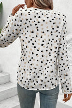 Load image into Gallery viewer, White Polka Dot Print Button Front V Neck Blouse
