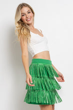 Load image into Gallery viewer, RHINESTONE SUEDE FRINGE SKIRT
