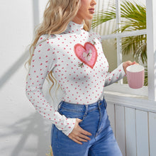 Load image into Gallery viewer, Ti Amo I love you - Exclusive Brand  - Women&#39;s Hearts with Large Heart Turtleneck Long Sleeve Bodysuit
