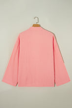 Load image into Gallery viewer, Flamingo Plus Size Solid Color Chest Pockets Crinkled Blouse
