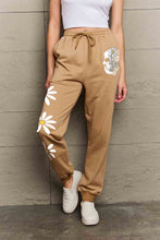 Load image into Gallery viewer, Simply Love Simply Love - Very Light Brown - Drawstring Flower &amp; Skull Graphic Long Sweatpants
